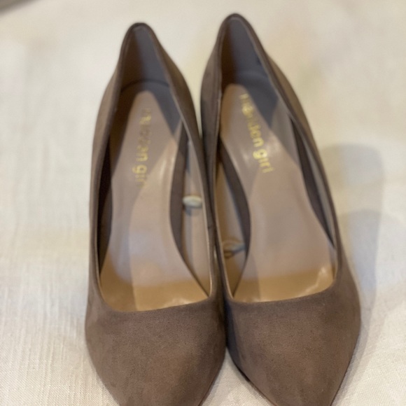 Grayish-Brown Suede Heels - Picture 2 of 7